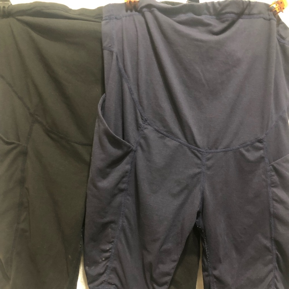 Maternity leggings 2 pairs black and blue active wear